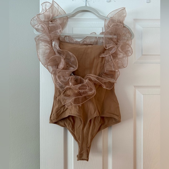 Free People Cream Ruffle Bodysuit - Picture 4 of 5